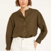 Montagut T-Shirts Et Débardeurs-Blouse en lin col tunisien - Vania 83-Kaki