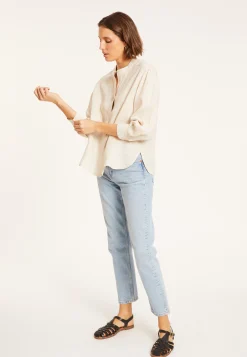 Montagut T-Shirts Et Débardeurs-Blouse en lin col tunisien - Vania 12-Beige clair