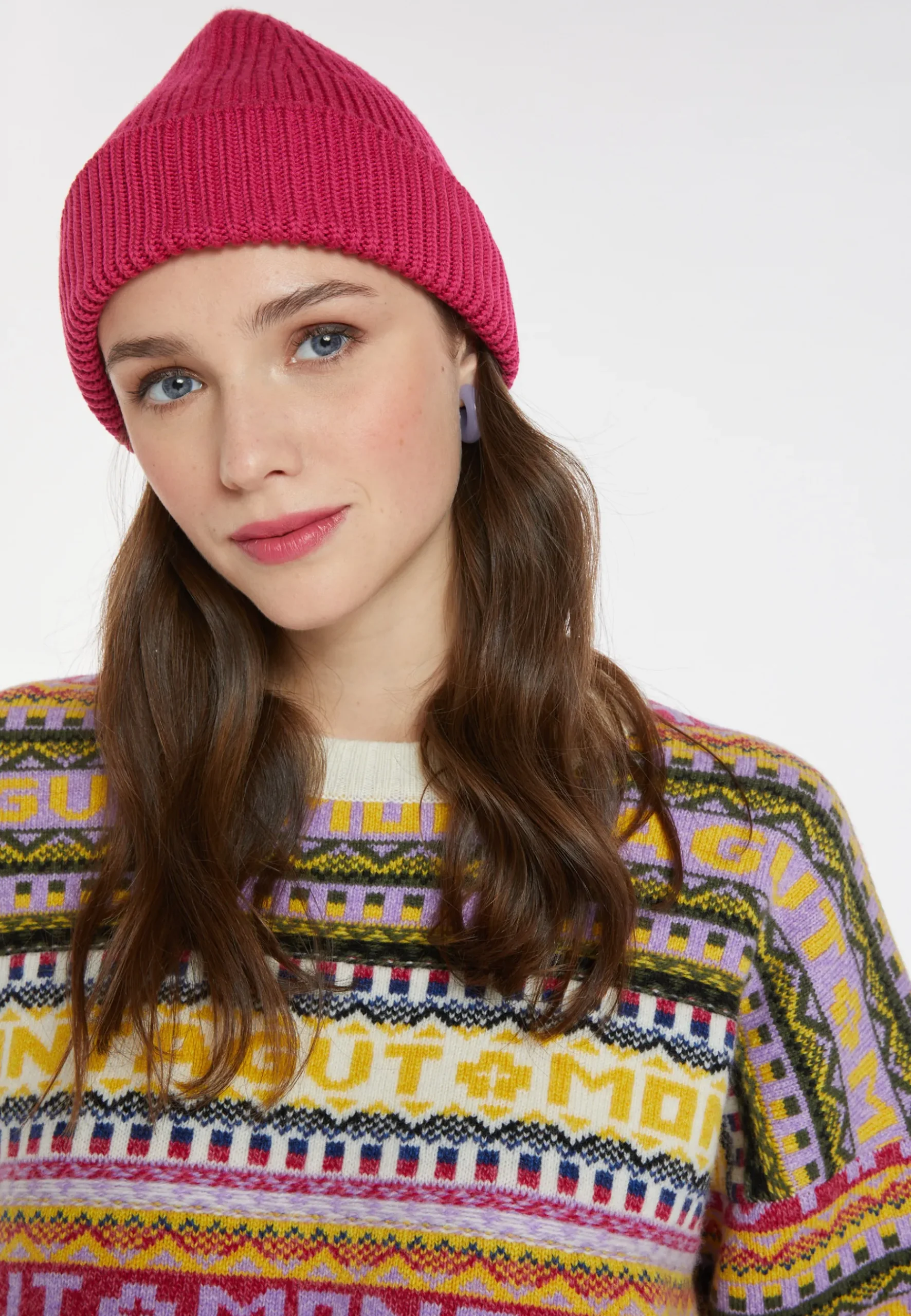 Montagut Accessoires-Bonnet unisexe en laine côtelé - Gato 26-Rose foncé