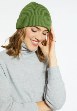 Montagut Accessoires-Bonnet unisexe en laine côtelé - Gato 83-Kaki