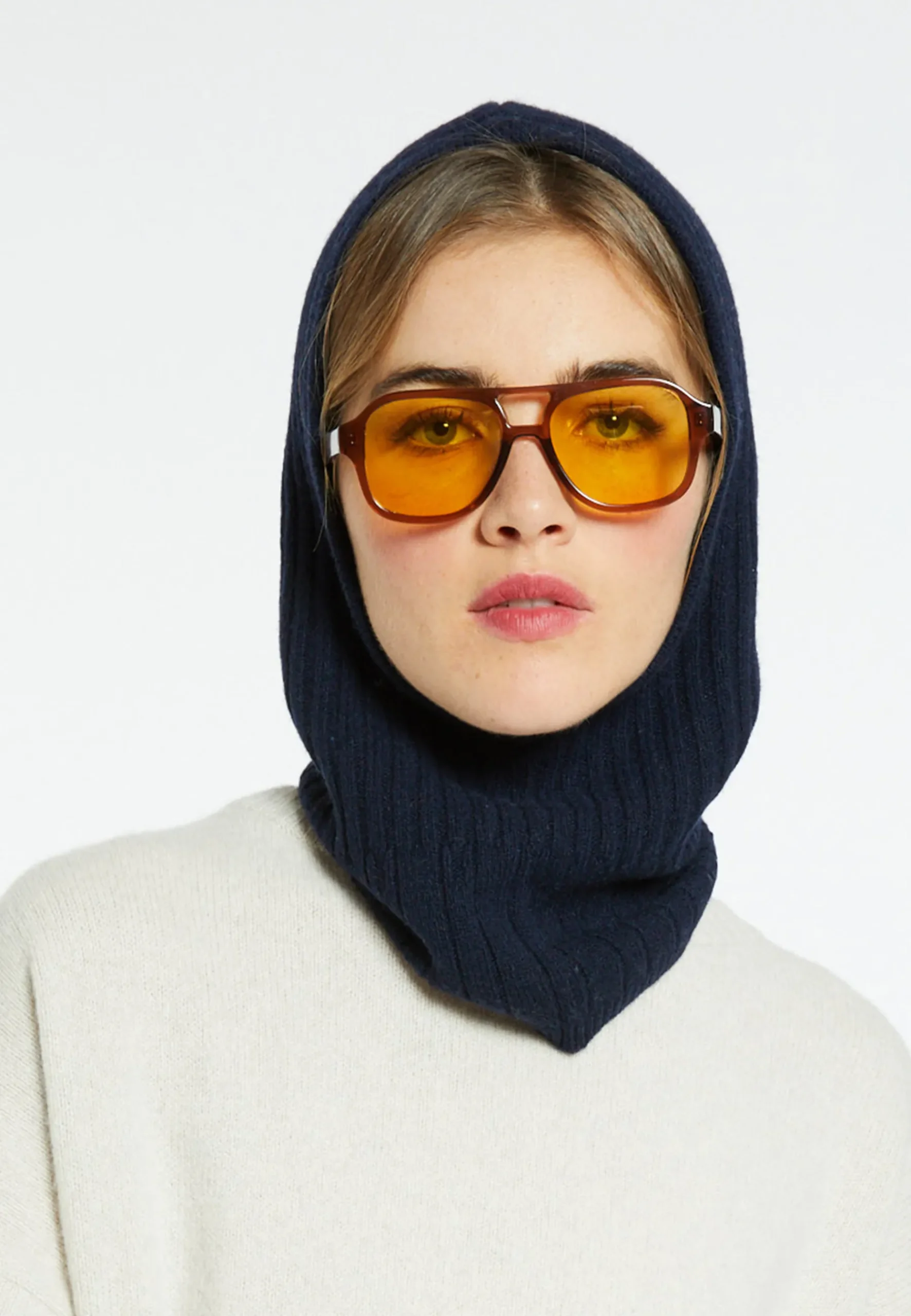 Montagut Accessoires-Cagoule unisexe cachemire et laine - Gala 05-Bleu marine