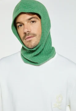 Montagut Accessoires-Cagoule unisexe cachemire et laine - Gala 22-Vert moyen
