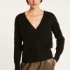 Montagut Vestes Et Cardigans-Cardigan à fantaisie de torsades en cachemire - Fiona 01-Noir