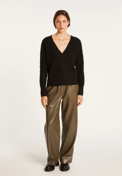 Montagut Vestes Et Cardigans-Cardigan à fantaisie de torsades en cachemire - Fiona 01-Noir