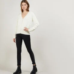 Montagut Vestes Et Cardigans-Cardigan à fantaisie de torsades en cachemire - Fiona 82-Ecru
