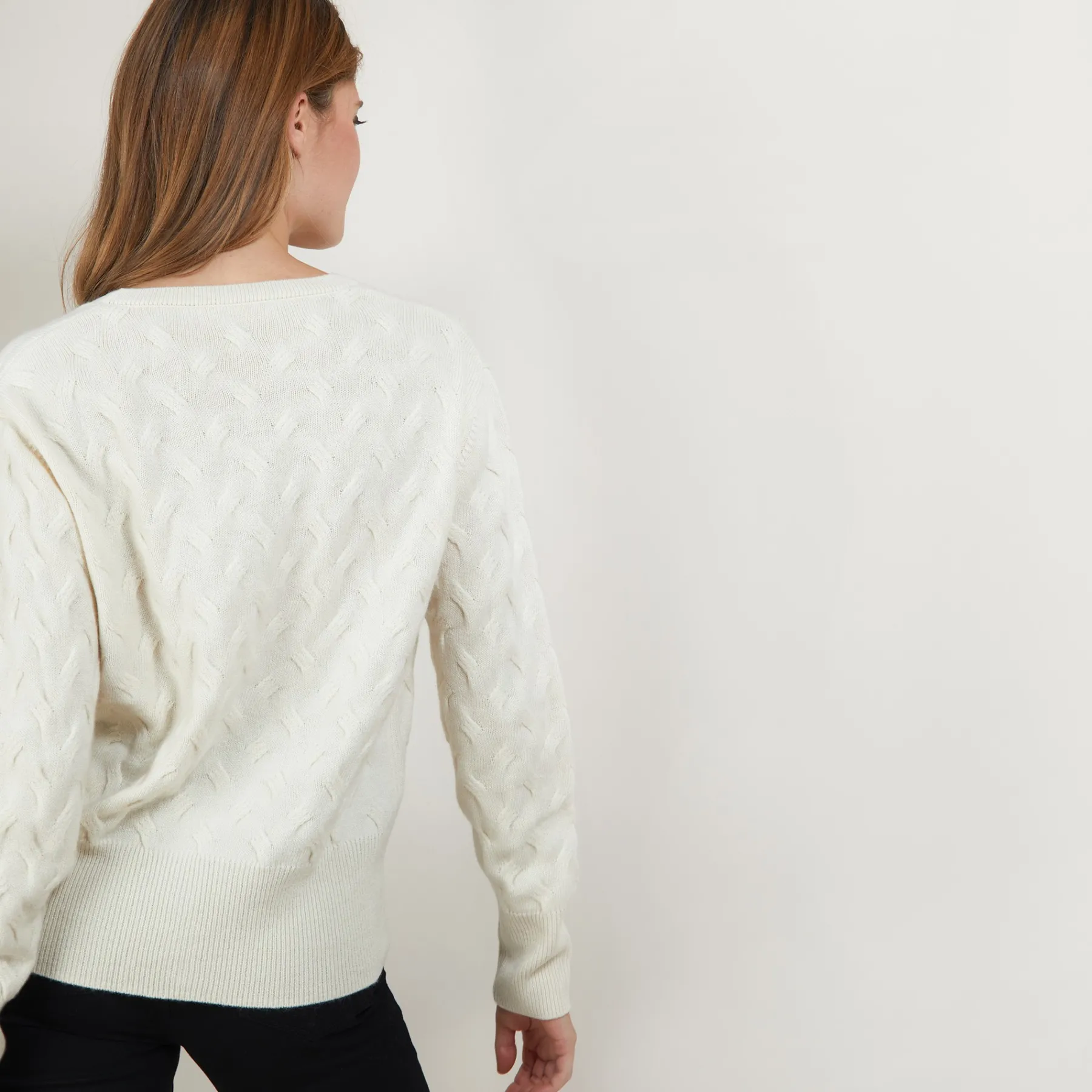 Montagut Vestes Et Cardigans-Cardigan à fantaisie de torsades en cachemire - Fiona 82-Ecru