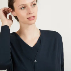 Montagut Les Incontournables-Cardigan ample à poches en laine mérinos - Bonte 10-Gris foncé