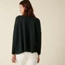 Montagut Les Incontournables-Cardigan boutonné à poches en laine mérinos - Ava 21-Vert foncé