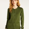 Montagut Vestes Et Cardigans-Cardigan boutonné col rond à poches en laine mérinos - Amalia 83-Kaki