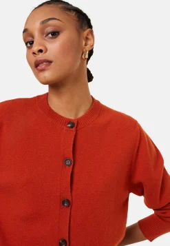 Montagut Les Incontournables-Cardigan boutonné col rond en cachemire - Ari 92-Rouille