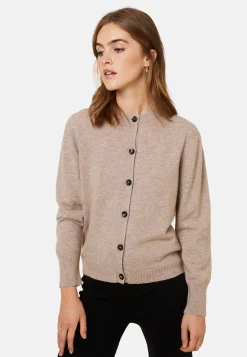 Montagut Les Incontournables-Cardigan boutonné col rond en cachemire - Ari 14-Beige foncé