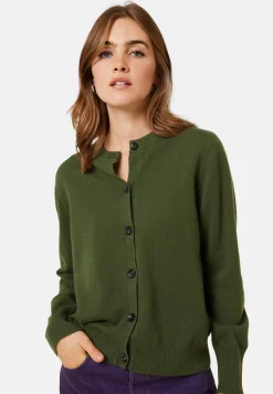 Montagut Les Incontournables-Cardigan boutonné col rond en cachemire - Ari 83-Kaki