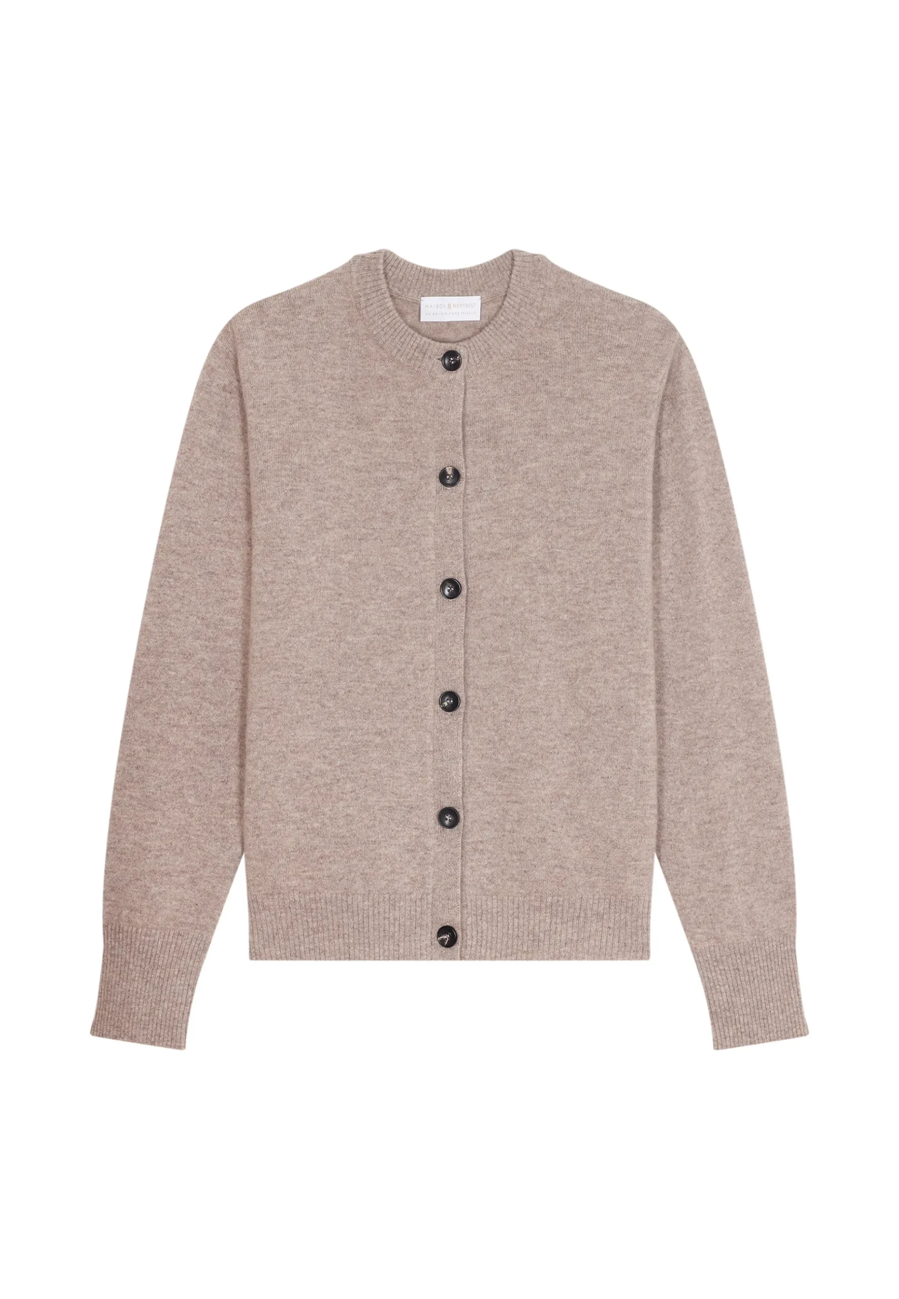 Montagut Les Incontournables-Cardigan boutonné col rond en cachemire - Ari 14-Beige foncé