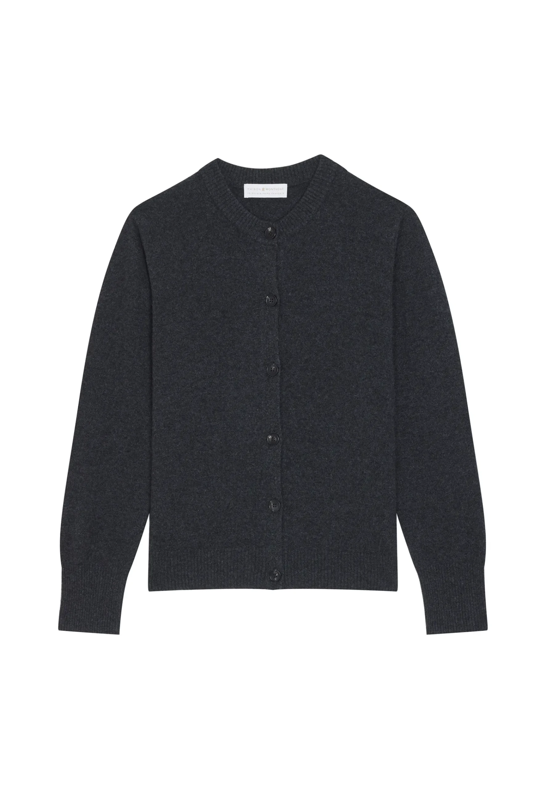 Montagut Les Incontournables-Cardigan boutonné col rond en cachemire - Ari 10-Gris foncé