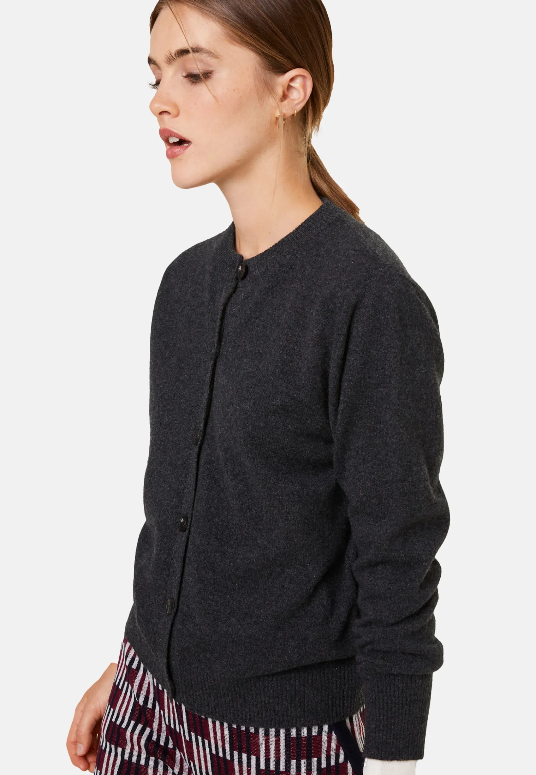 Montagut Les Incontournables-Cardigan boutonné col rond en cachemire - Ari 10-Gris foncé