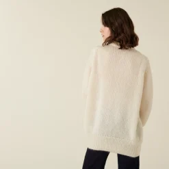 Montagut Vestes Et Cardigans-Cardigan boutonné col V en mohair - Anais 82-Ecru
