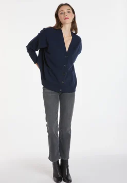 Montagut Les Incontournables-Cardigan boutonné en cachemire - Ariel 05-Bleu marine