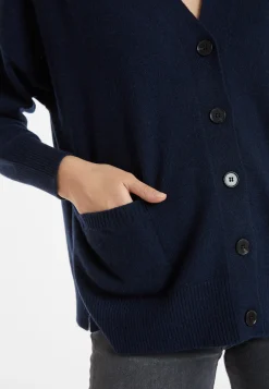 Montagut Les Incontournables-Cardigan boutonné en cachemire - Ariel 05-Bleu marine