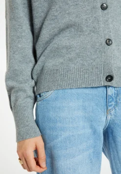 Montagut Les Incontournables-Cardigan boutonné en cachemire - Ari 09-Gris moyen