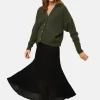 Montagut Vestes Et Cardigans-Cardigan col polo en cachemire mélangé - Liza 83-Kaki