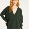 Montagut Vestes Et Cardigans-Cardigan col V boutonné à poches en cachemire - Achilla 83-Kaki