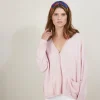 Montagut Les Incontournables-Cardigan col V en cachemire - Brunne 24-Rose clair