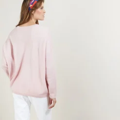 Montagut Les Incontournables-Cardigan col V en cachemire - Brunne 24-Rose clair