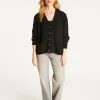 Montagut Les Incontournables-Cardigan col V en Laine et Soie - Bilan 01-Noir