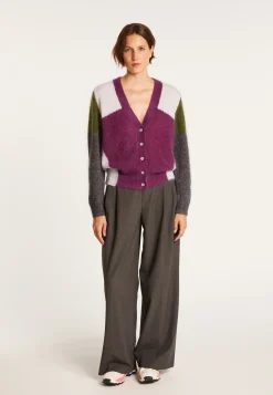 Montagut Vestes Et Cardigans-Cardigan col V en mohair - Floria 10-Gris foncé