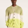 Montagut Vestes Et Cardigans-Cardigan dip dye coton et lin - Irmin 90-Vert anis