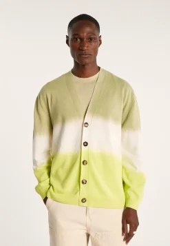 Montagut Vestes Et Cardigans-Cardigan dip dye coton et lin - Irmin 90-Vert anis