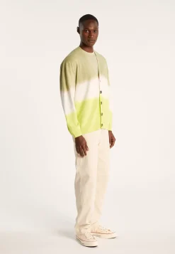 Montagut Vestes Et Cardigans-Cardigan dip dye coton et lin - Irmin 90-Vert anis