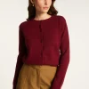 Montagut Les Incontournables-Cardigan en cachemire col rond boutonné - Adelys 51-Bordeaux