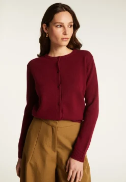 Montagut Les Incontournables-Cardigan en cachemire col rond boutonné - Adelys 51-Bordeaux