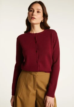 Montagut Les Incontournables-Cardigan en cachemire col rond boutonné - Adelys 51-Bordeaux