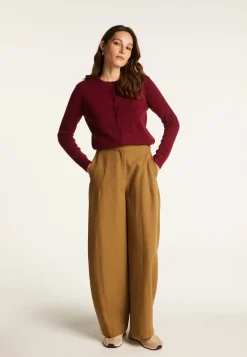 Montagut Les Incontournables-Cardigan en cachemire col rond boutonné - Adelys 51-Bordeaux