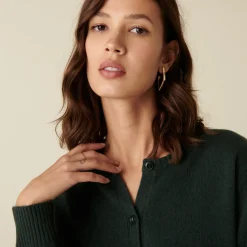 Montagut Les Incontournables-Cardigan en cachemire col rond boutonné - Adelys 94-Vert amande
