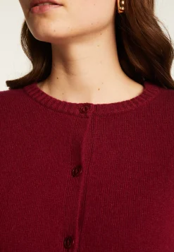 Montagut Les Incontournables-Cardigan en cachemire col rond boutonné - Adelys 51-Bordeaux