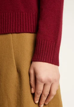 Montagut Les Incontournables-Cardigan en cachemire col rond boutonné - Adelys 51-Bordeaux