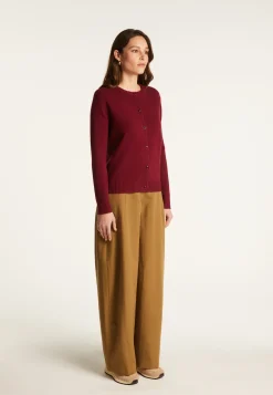 Montagut Les Incontournables-Cardigan en cachemire col rond boutonné - Adelys 51-Bordeaux