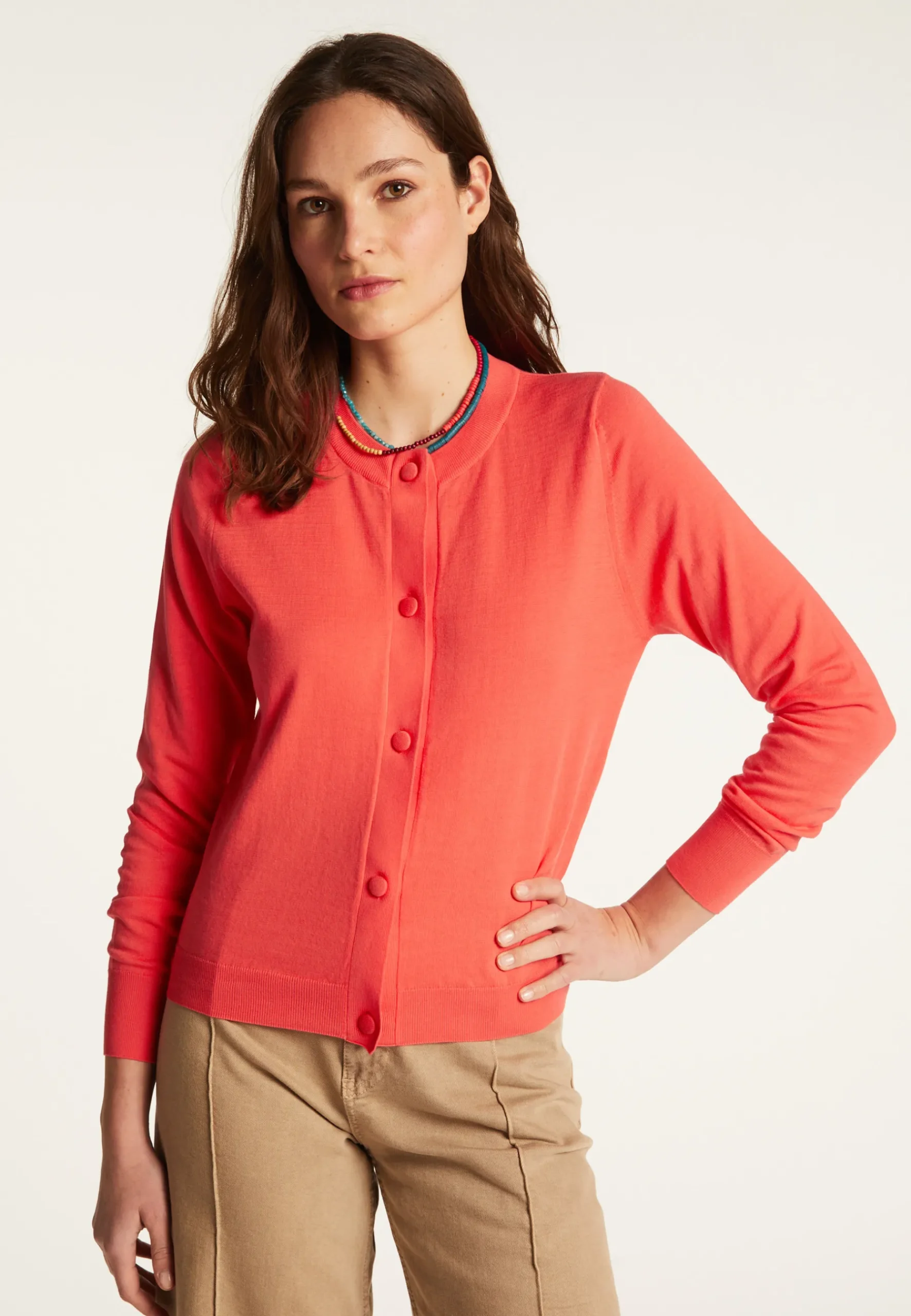 Montagut Vestes Et Cardigans-Cardigan en coton - Dana 25-Rose moyen