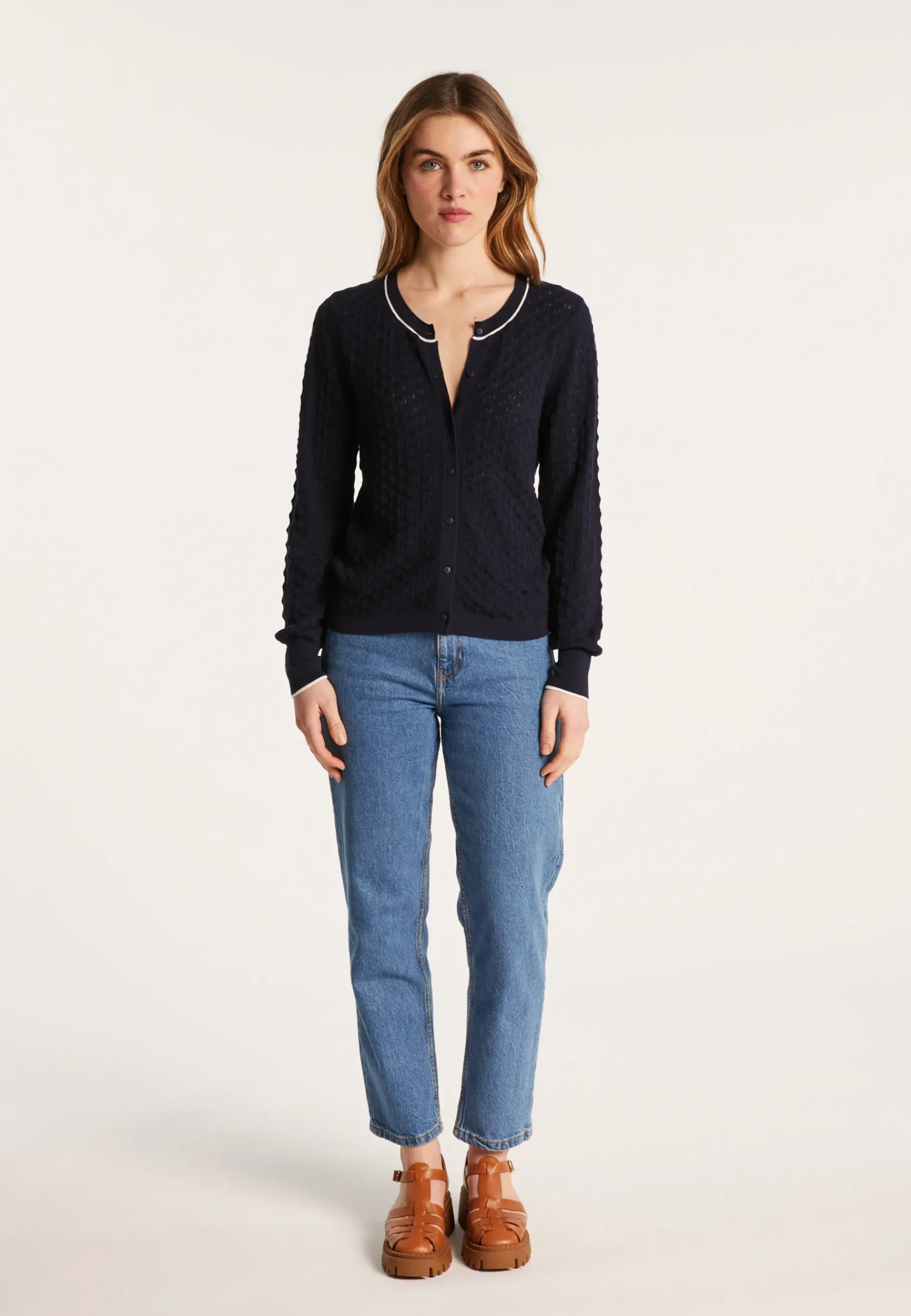 Montagut Vestes Et Cardigans-Cardigan en coton bio - Lanaelle 05-Bleu marine