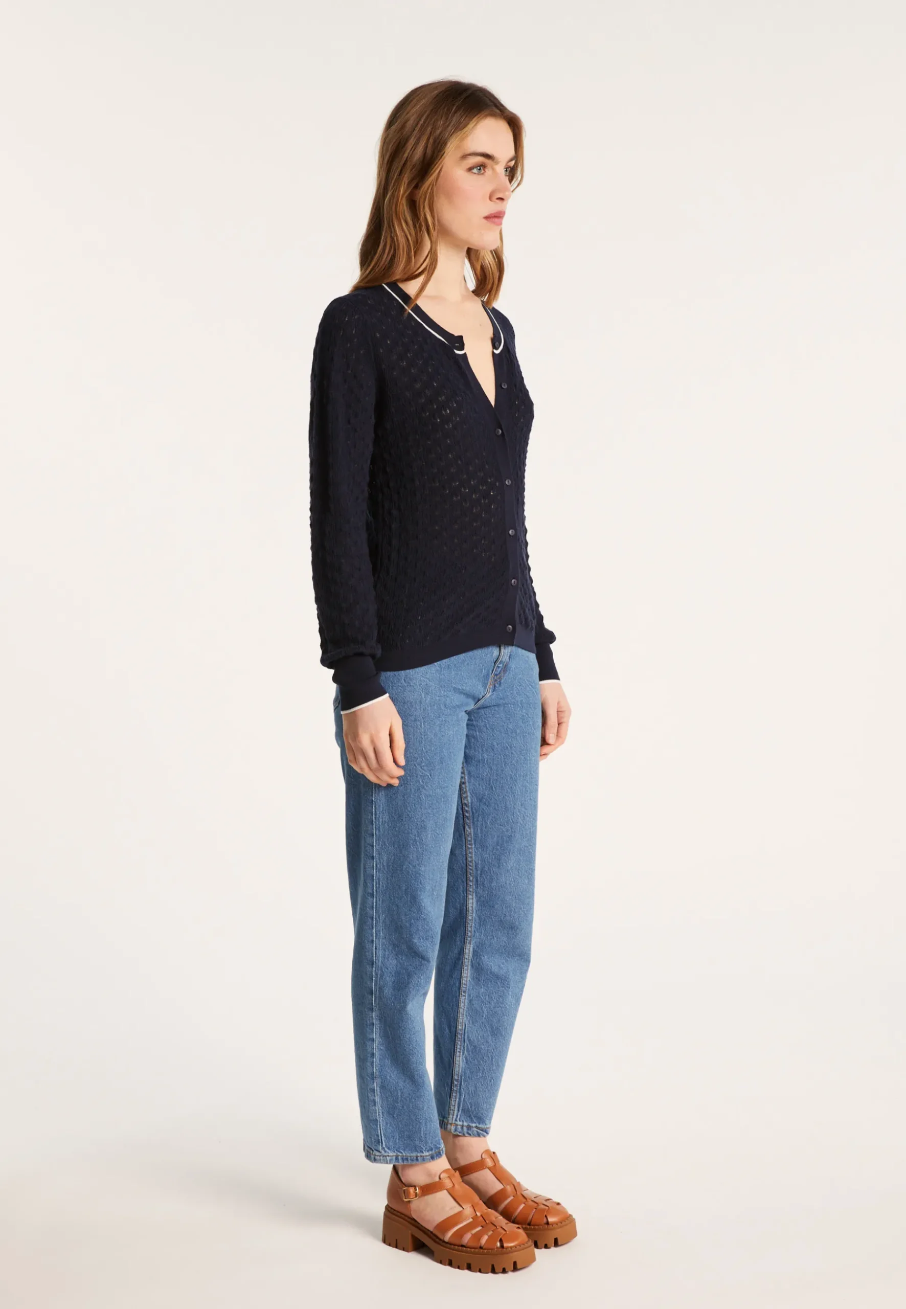 Montagut Vestes Et Cardigans-Cardigan en coton bio - Lanaelle 05-Bleu marine
