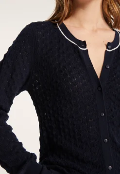 Montagut Vestes Et Cardigans-Cardigan en coton bio - Lanaelle 05-Bleu marine