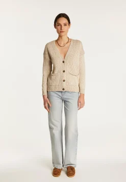 Montagut Vestes Et Cardigans-Cardigan en coton et lin - Naïs 82-Ecru