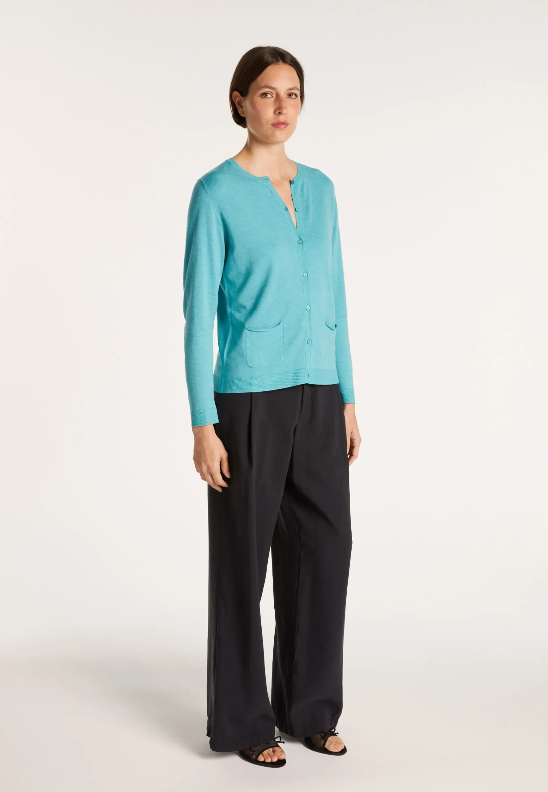 Montagut Vestes Et Cardigans-Cardigan en laine et viscose - Athènes 04-Bleu clair