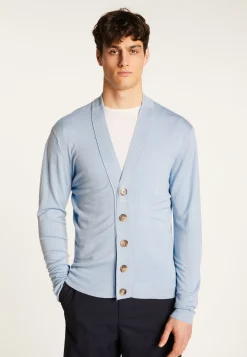 Montagut Vestes Et Cardigans-Cardigan en laine mérinos - Eugéne 77-Bleu ciel