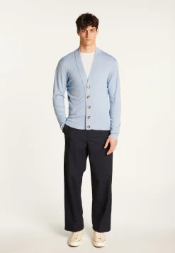 Montagut Vestes Et Cardigans-Cardigan en laine mérinos - Eugéne 77-Bleu ciel