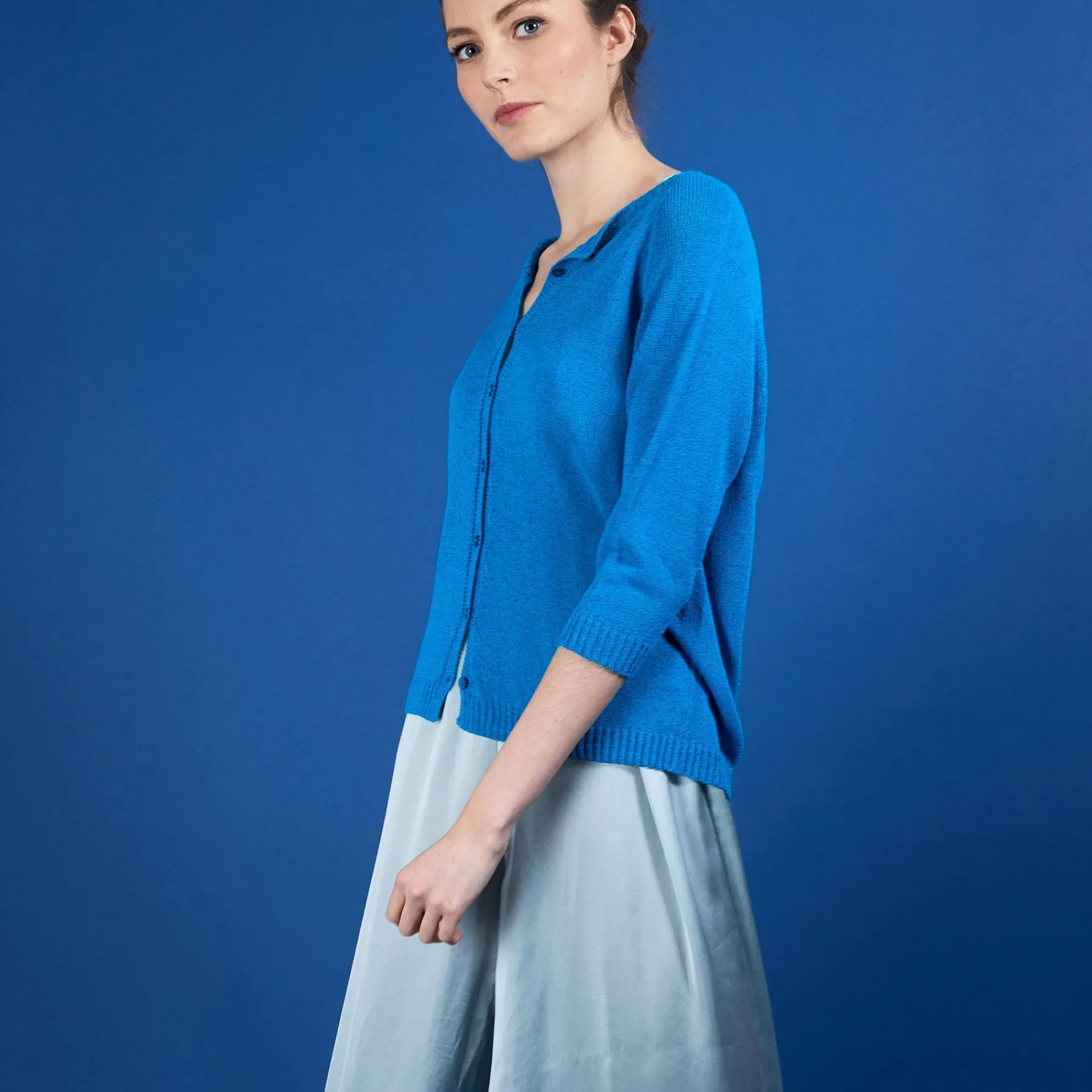 Montagut Vestes Et Cardigans-Cardigan femme en viscose crepe - Boubou 49-Turquoise