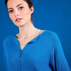 Montagut Vestes Et Cardigans-Cardigan femme en viscose crepe - Boubou 49-Turquoise